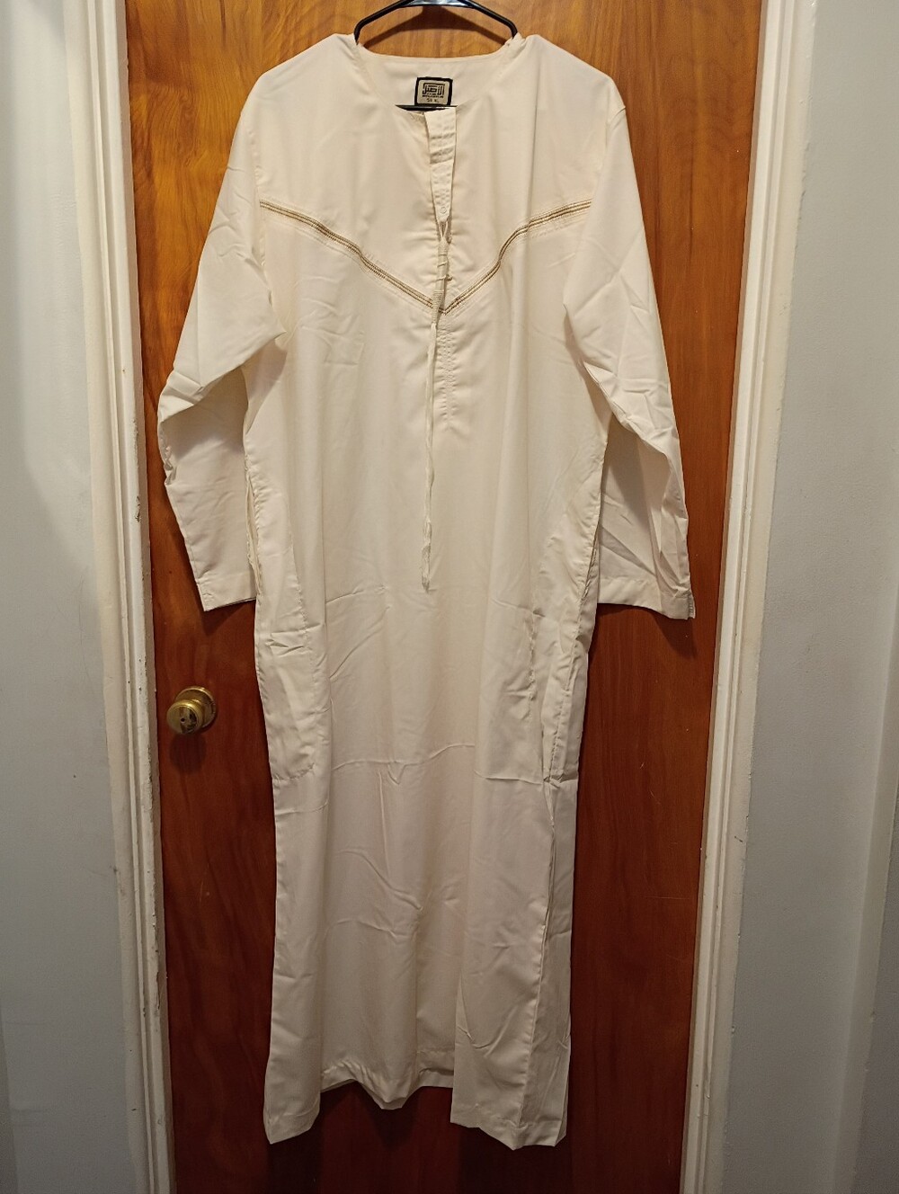 Long White Caftan with Subtle Embroidery